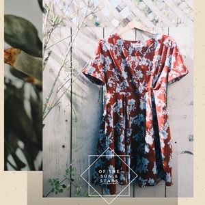 SOLD Fall Floral Skater Maroon Dress